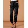 imageAllegra K High Waisted Pants for Womens Casual Drawstring Ankle Length Satin JoggersBlack