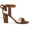 imageAllegra K Women Open Toe Ankle Tie Back Chunky Heel SandalsLeopard