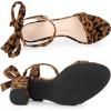 imageAllegra K Women Open Toe Ankle Tie Back Chunky Heel SandalsLeopard