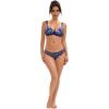imageAllegra K Floral Lace Trim Underwire Lingerie Set V Neck Push Up Bra and Panty 2 PieceBlue