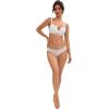 imageAllegra K Floral Lace Trim Underwire Lingerie Set V Neck Push Up Bra and Panty 2 PieceWhite
