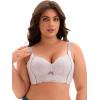 imageAllegra K Push Up Lace Bras for Women Padded Underwired Full Coverage Wide Straps Plus Size BralettesLight Purple