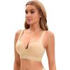 imageAllegra K Womens Push Up Bra V Neck Medium Impact Wireless Bralette Padded Supportive t Shirt BrasBeige