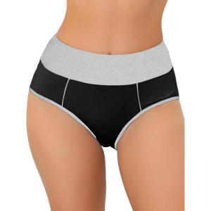 imageAllegra K High Waisted Panties for Women Tummy Control Colorblock Briefs Butt Lifting UnderwearBlack