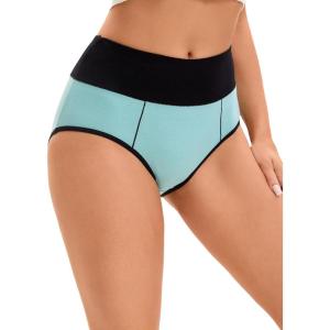 imageAllegra K High Waisted Panties for Women Tummy Control Colorblock Briefs Butt Lifting UnderwearGreen