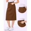 imageAllegra K Casual Denim Skirt for Womens High Waist Split Back Pockets Midi Jean SkirtsBrown