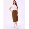 imageAllegra K Casual Denim Skirt for Womens High Waist Split Back Pockets Midi Jean SkirtsBrown
