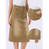 imageAllegra K Casual Denim Skirt for Womens High Waist Split Back Pockets Midi Jean SkirtsCamel
