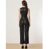 imageAllegra K Sequin Jumpsuit for Womens V Neck Glitter Sparkly Metallic Jumpsuit