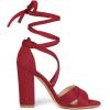 imageAllegra K Women Crisscross Front Block Heeled Lace Up Red Sandals  9 M US