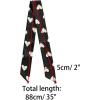 imageAllegra K Women Skinny Ribbon Neckerchief Heart Pattern Narrow Hair Wrist Scarf Headband Handbag Handle WrapBlack Heart