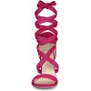 imageAllegra K Womens Crisscross Lace Up Mid Block Heels Sandals Hot Pink 9