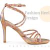 imageAllegra K Womens Open Toe Strappy Straps Stiletto Heel Rose Gold Sandals 85 M US