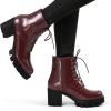 imageAllegra K Womens Platform Chunky Heel Combat BootsBurgundy