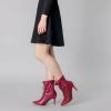 imageAllegra K Womens Pointed Toe Drawstring Pull on Stiletto Heel Ankle BootsBurgundy