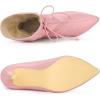 imageAllegra K Womens Pointed Toe Drawstring Pull on Stiletto Heel Ankle BootsPink