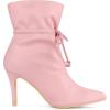 imageAllegra K Womens Pointed Toe Drawstring Pull on Stiletto Heel Ankle BootsPink