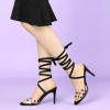 imageAllegra K Womens Polka Dots Clear Lace Up Stiletto Heels SandalsBlack