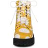 imageAllegra K Womens Polka Dots Platform Zipper Lace Up Combat Disco BootsYellow White