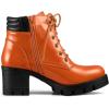 imageAllegra K Womens Round Toe Chunky Heel Lace Up Zipper Orange Combat Boots 6 M US