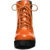 imageAllegra K Womens Round Toe Chunky Heel Lace Up Zipper Orange Combat Boots 6 M US