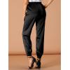 imageAllegra K Womens Satin Pants Drawstring Elastic Waist Straight Leg Ankle Length Dressy Joggers with PocketsBlack