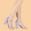 imageAllegra K Womens Tie Up Strappy Heels Chunky High Heels Purple Sandals  55 M US