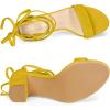 imageAllegra K Womens Tie Up Strappy Heels Chunky High Heels Yellow Sandal 8 M US