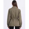 imageAllegra K Womens Utility Jacket Zip Up Drawstring Waist Snap Buttons Lightweight Anorak Jackets with PocketsGrey Army Green