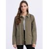 imageAllegra K Womens Utility Jacket Zip Up Drawstring Waist Snap Buttons Lightweight Anorak Jackets with PocketsGrey Army Green