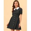 imageAllegra K Womens Vintage Peter Pan Collar Lace Up Button Down A Line DressBlack