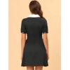 imageAllegra K Womens Vintage Peter Pan Collar Lace Up Button Down A Line DressBlack