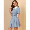imageAllegra K Womens Vintage Peter Pan Collar Lace Up Button Down A Line DressBlue