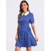 imageAllegra K Womens Vintage Peter Pan Collar Lace Up Button Down A Line DressDark Blue