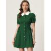 imageAllegra K Womens Vintage Peter Pan Collar Lace Up Button Down A Line DressGreen