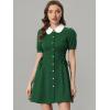 imageAllegra K Womens Vintage Peter Pan Collar Lace Up Button Down A Line DressGreen