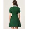 imageAllegra K Womens Vintage Peter Pan Collar Lace Up Button Down A Line DressGreen