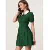 imageAllegra K Womens Vintage Peter Pan Collar Lace Up Button Down A Line DressGreen