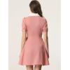 imageAllegra K Womens Vintage Peter Pan Collar Lace Up Button Down A Line DressPink