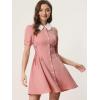 imageAllegra K Womens Vintage Peter Pan Collar Lace Up Button Down A Line DressPink