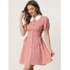 imageAllegra K Womens Vintage Peter Pan Collar Lace Up Button Down A Line DressPink