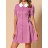 imageAllegra K Womens Vintage Peter Pan Collar Lace Up Button Down A Line DressPurple