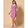 imageAllegra K Womens Vintage Peter Pan Collar Lace Up Button Down A Line DressPurple