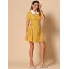 imageAllegra K Womens Vintage Peter Pan Collar Lace Up Button Down A Line DressYellow