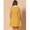 imageAllegra K Womens Vintage Peter Pan Collar Lace Up Button Down A Line DressYellow