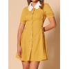 imageAllegra K Womens Vintage Peter Pan Collar Lace Up Button Down A Line DressYellow