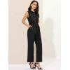 imageAllegra K Womens Wide Leg Jumpsuit 2026 Sleeveless Collared Tie Waist Coverall Button Down Cargo JumpsuitsBlack