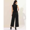 imageAllegra K Womens Wide Leg Jumpsuit 2026 Sleeveless Collared Tie Waist Coverall Button Down Cargo JumpsuitsBlack