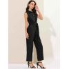 imageAllegra K Womens Wide Leg Jumpsuit 2026 Sleeveless Collared Tie Waist Coverall Button Down Cargo JumpsuitsBlack