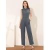 imageAllegra K Womens Wide Leg Jumpsuit 2026 Sleeveless Collared Tie Waist Coverall Button Down Cargo JumpsuitsGrey